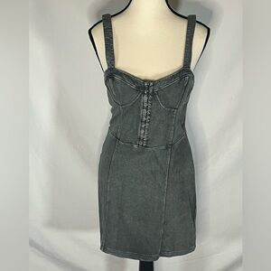 Intimately Free People The Way You Move Corset Mini Dress Gray Mineral Wash M